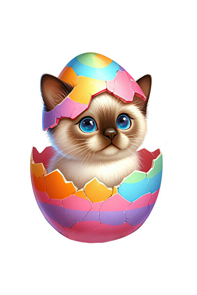 StoryGift Romania Sticker Adeziv 90CM cu o pisicuta Birmaneza care iese dintr...