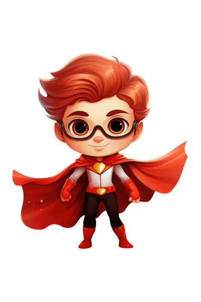 StoryGift Romania Sticker Eticheta 40CM cu un baiat in costum de erou, ilustr...