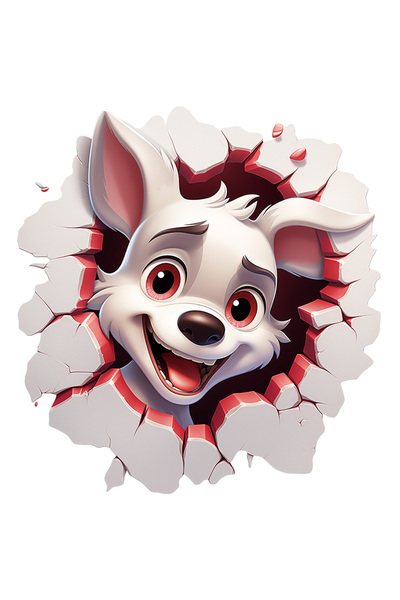 StoryGift Romania Sticker Adeziv 90CM cu un catel care scoate capul prin pere...