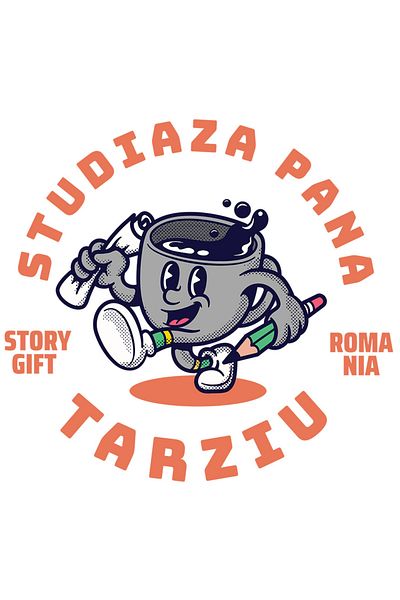 StoryGift Romania Sticker Autocolant 70CM cu Cana De Cafea Vesela Cu Creion Si Foaie Text Studiana Pana Tarziu c