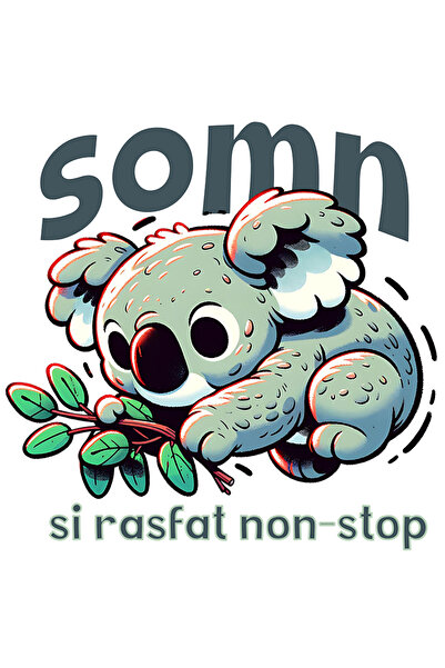 StoryGift Romania Sticker Autocolant 70CM Adeziv koala somn si rasfat non stop, relaxare, urs koala cu Margini A