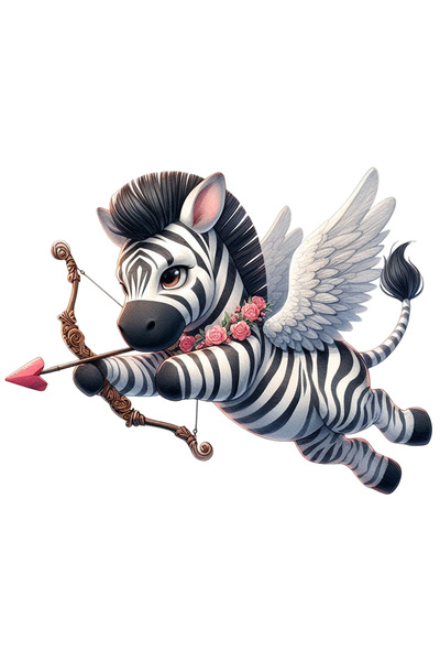 StoryGift Romania Sticker Eticheta 50CM cu o zebra Cupidon, trage cu arcul, ilustratie, Valentine's Day, indrago
