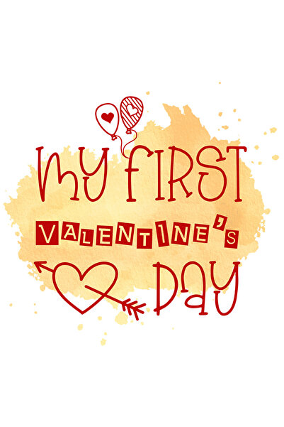 StoryGift Romania Sticker Cu Mesajul "my First Valentine's Day", Inima, Sageata, Galben, Prima Zi, Valentine