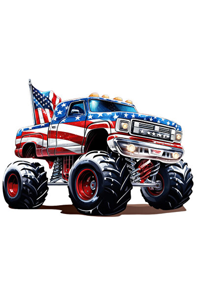 StoryGift Romania Sticker Adeziv 90CM cu un monster truck, de teren, camion monstru, suspensii, roti de tractor,