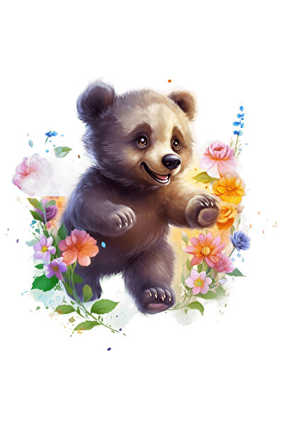 StoryGift Romania Sticker Eticheta 50CM cu un ursulet brun jucaus, ilustratie...