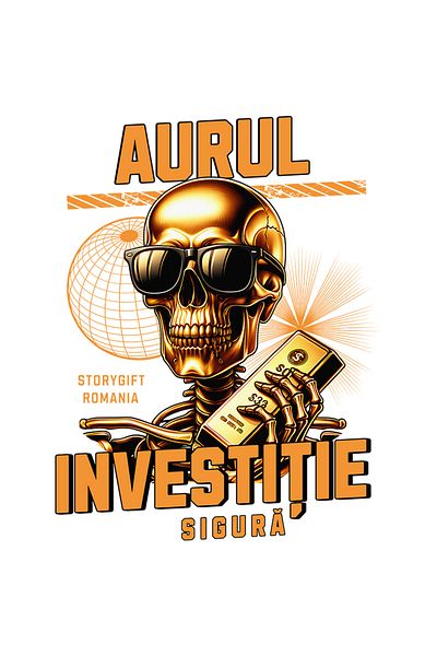 StoryGift Romania Adhesive Sticker 90CM Adhesive gold skeletons with glasses gold text safe investment with Margi