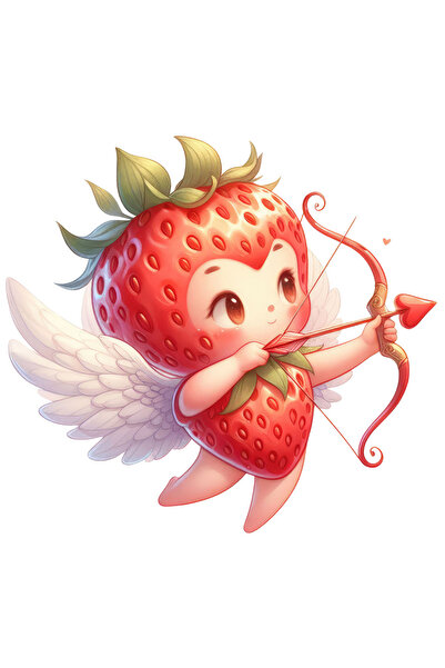 StoryGift Romania Sticker Cu Un Bebelus Cupidon In Costum De Capsuna, Trage Cu Arcul, Aripi, Zboara, Cadou,