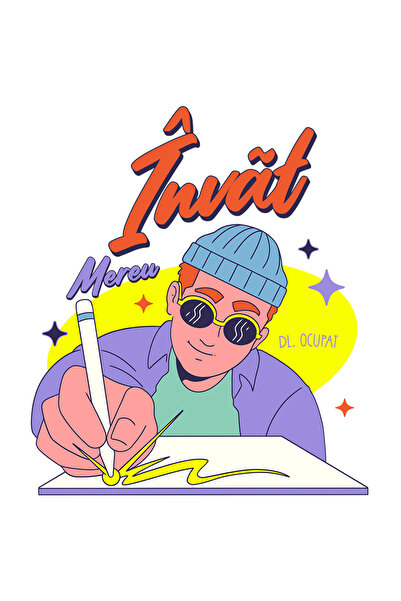 StoryGift Romania Sticker Autocolant 70CM Adeziv invat mereu baiat studiaza g...