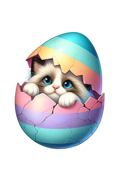 StoryGift Romania Sticker Adeziv 90CM cu o pisicuta Birmaneza care iese dintr...