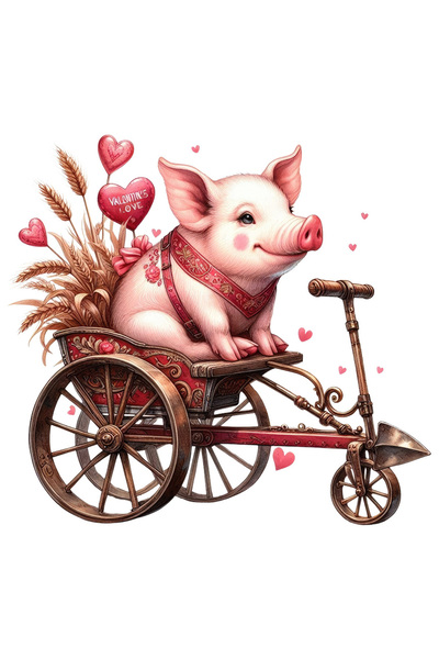 StoryGift Romania Sticker Autocolant 70CM cu un purcelus pe o tricicleta, gra...