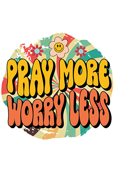 StoryGift Romania Sticker Eticheta 40CM cu mesajul "Pray more, worry less", s...