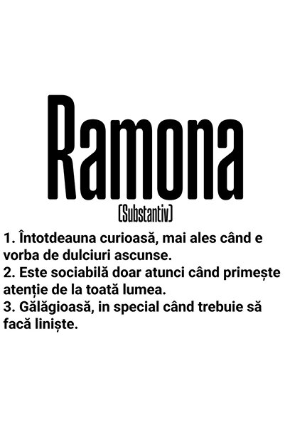 StoryGift Romania Sticker Eticheta 40CM Cu Numele Ramona, si Mesaj Amuzant, C...