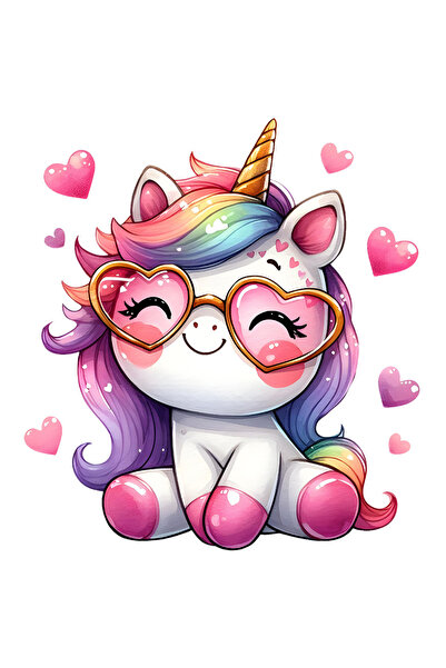 StoryGift Romania Sticker Eticheta 50CM cu un unicorn foarte bucuros, ilustra...