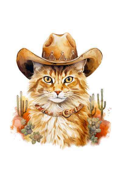 StoryGift Romania Sticker Autocolant 70CM cu o pisica, ilustratie, palarie de...