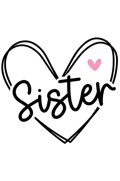 StoryGift Romania Sticker Adeziv 90CM Cu Inima Text Sister, Inima Roz Surori ...