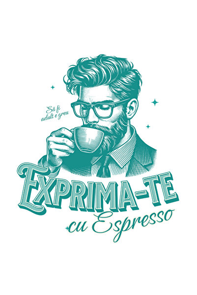 StoryGift Romania Sticker Adeziv Exprima-te Cu Espresso Cafea Om De Afaceri E...