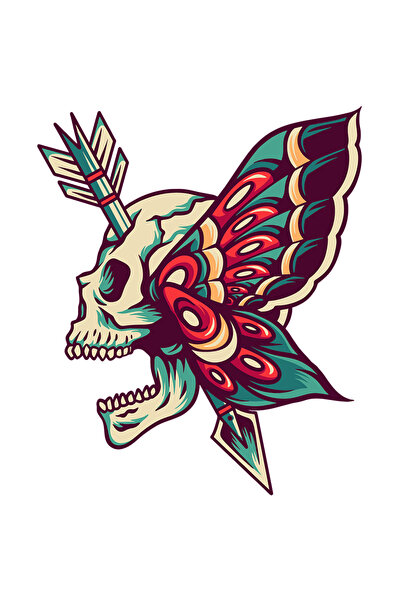 StoryGift Romania Sticker Cu Craniu, Aripi De Fluture, Sageata, Tribal, Retro...