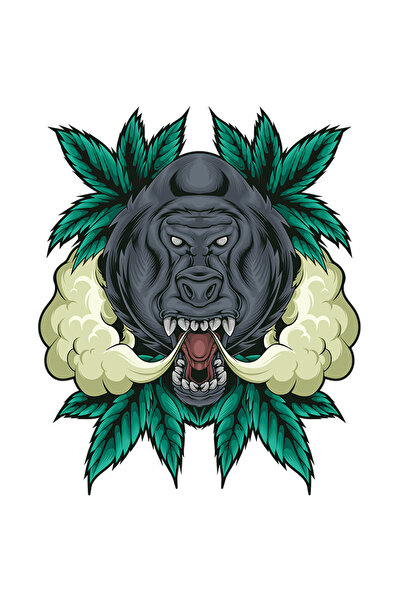 StoryGift Romania Sticker Autocolant 70CM Cu Gorila, Fum, Plante, Frunze, Ani...