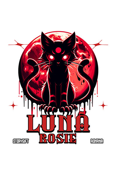 StoryGift Romania Sticker Autocolant 70CM Adeziv Pisica posedata ochii rosi h...