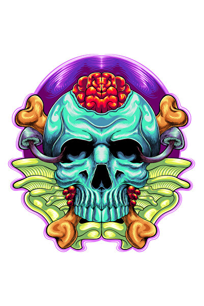 StoryGift Romania Sticker Adeziv 90CM Cu Craniu, Creier, Oase, Ciuperci, Abst...