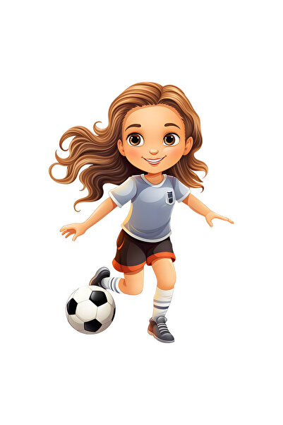 StoryGift Romania Sticker Autocolant 70CM cu o fata care joaca fotbal, ilustr...