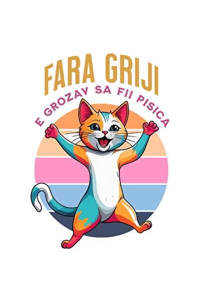 StoryGift Romania Sticker Autocolant 70CM Adeziv Pisica fericita mesaj haios ...