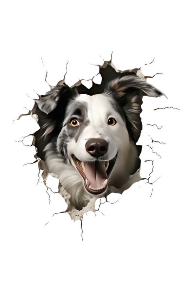 StoryGift Romania Sticker Adeziv 90CM cu un caine jucaus care scoate capul pr...