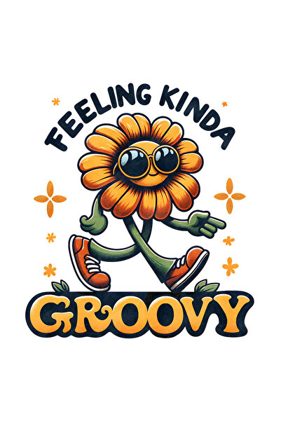 StoryGift Romania Sticker Adeziv 90CM cu mesajul "Feeling kinda groovy", stil...