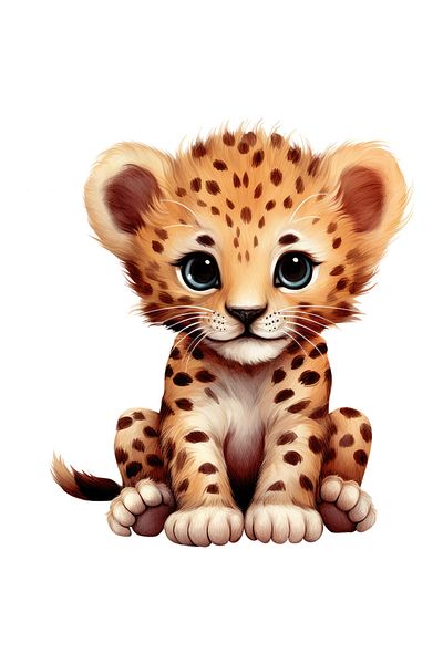 StoryGift Romania Adhesive Sticker 90CM with a cheerful tiger cub, illustration, happy, playful, childhood, care, p