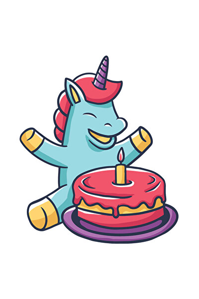 StoryGift Romania Sticker Autocolant 70CM Cu Uncorn Albastru aniversar Suflan...