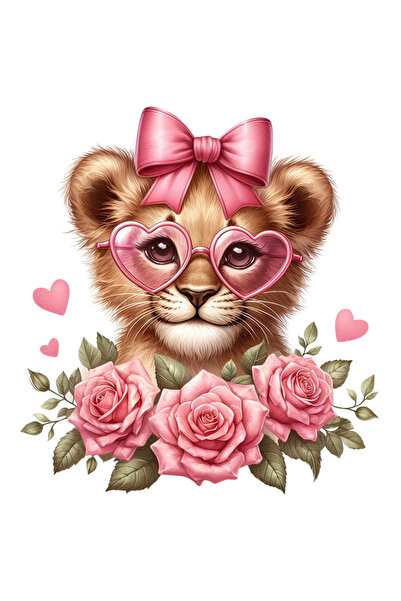 StoryGift Romania Sticker Adeziv 90CM cu un pui de leu cu ochelari, ilustrati...