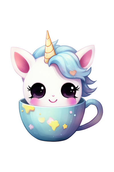 StoryGift Romania Sticker Adeziv 90CM cu un unicorn care sta intr-o cescuta, ...