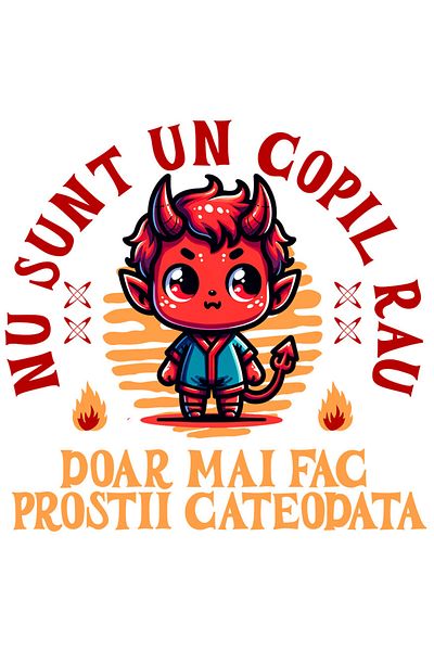 StoryGift Romania Sticker Eticheta 50CM cu Diavol Cu Coarne Text Nu Sunt Un Copil Rau Doar Mai Fac Prostii cu Ma