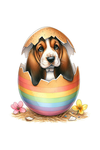 StoryGift Romania Sticker Eticheta 50CM cu un catel care iese dintr-un ou spa...