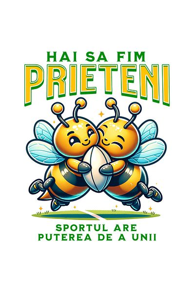 StoryGift Romania Sticker Cu Cuplu Albine Fericite Minge De Fotbal American Sport Text Hai Sa Fim Prieteni C