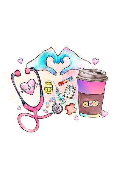 StoryGift Romania Sticker Cu Ustensile Din Medicina, Profesie, Ilustratie, Munca, Dedicare, Pasiune, Injecti