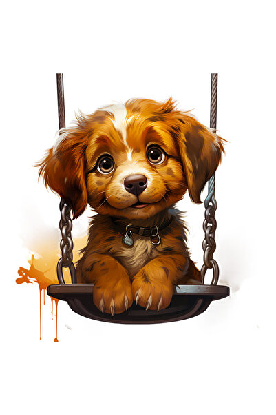 StoryGift Romania Sticker Adeziv 90CM cu un catelus care se da in leagan, ilustratie, jucaus, cuminte, pentru iu