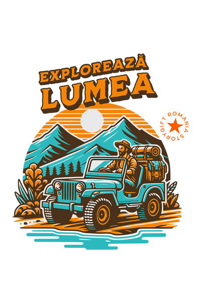 StoryGift Romania Sticker Eticheta 50CM Adeziv ezploreaza lumea aventura prin munti calatorie cu Margini Albe, P