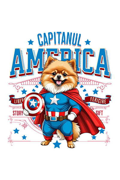 StoryGift Romania Sticker Autocolant 70CM cu pomeranian Caine In Costum de Ca...