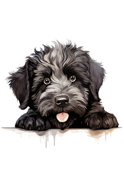 StoryGift Romania Sticker Eticheta 40CM cu un catel care priveste curios, ilu...