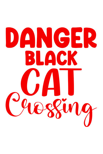 StoryGift Romania Sticker Autocolant 70CM Exterior cu textul in engleza "Danger, black cat crossing" - Pericol,