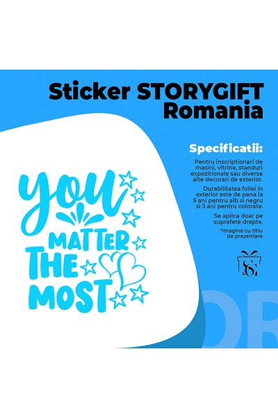 StoryGift Romania Adhesive Sticker 90CM Exterior with message that shows that you matter the most - stars, V