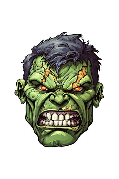 StoryGift Romania Sticker Eticheta 40CM Cu Hulk, Marvel, Avengers, Supereroi, Portret, cu Margini Albe, PVC Vin