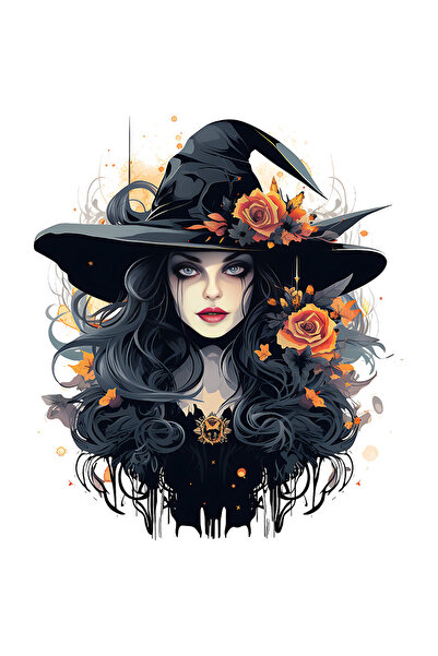 StoryGift Romania Sticker Adeziv 90CM cu o vrajitoare draguta, ilustratie, ta...