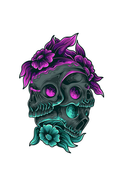 StoryGift Romania Sticker Autocolant 70CM Cu Cranii, Flori, Frunze, Teanc, Flacari, Fantasy, cu Margini Albe, P