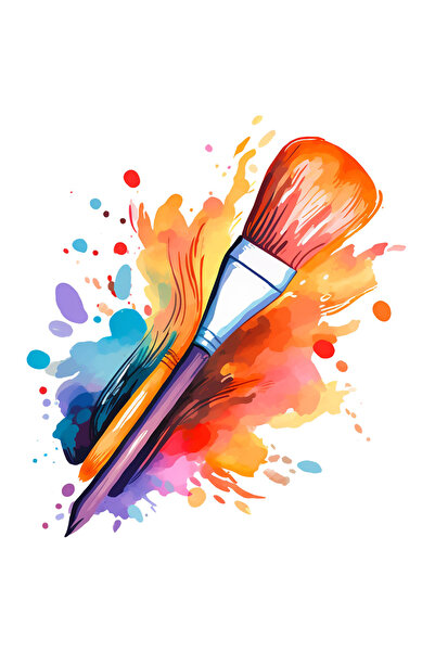 StoryGift Romania Sticker Eticheta 50CM cu o pensula, ilustratie, pete de cul...