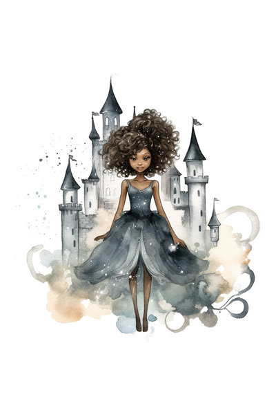 StoryGift Romania Sticker Autocolant 70CM cu o fata draguta, afro, ilustratie...