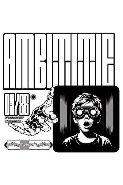 StoryGift Romania Sticker Autocolant 70CM Adeziv Copil cu ochielari VR uimire...