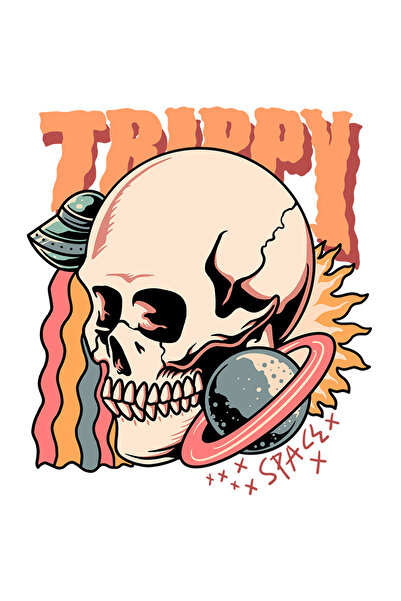 StoryGift Romania Sticker Eticheta 40CM Cu Mesaj In Engleza Trippy, Craniu, S...