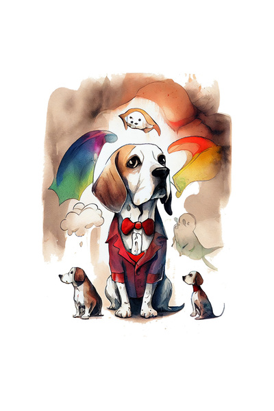 StoryGift Romania Sticker Autocolant 70CM Cu Caine Mic In Costum Rosu Cu papion, Pictura Curgatoare, Iubitorii D